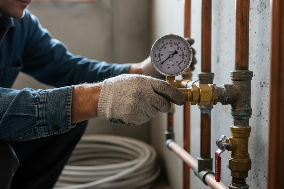 Pressure testing a repaired line during Water Line Repair in Newry